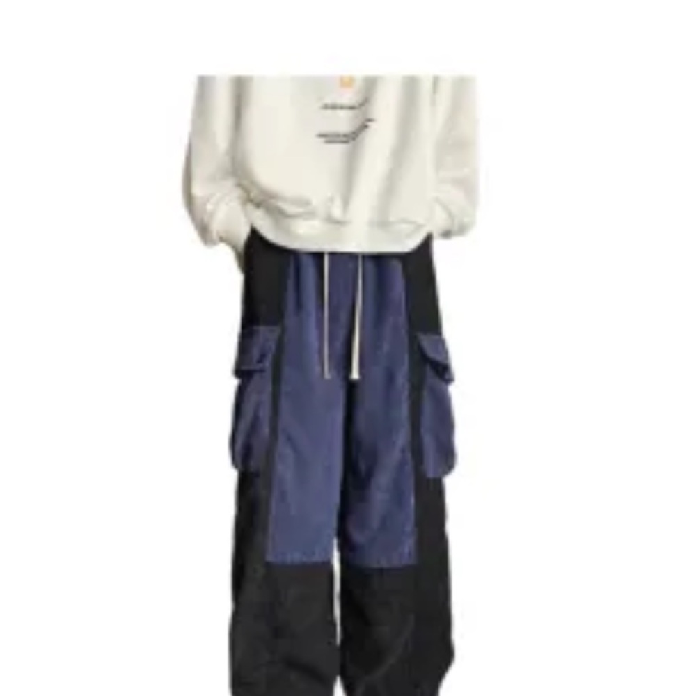 Stylish Men's Cargo Pants in Black and Blue